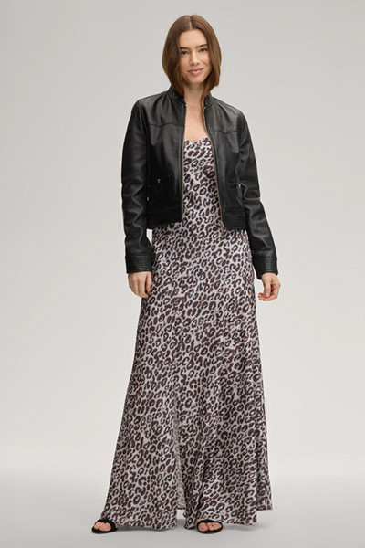 Satinkleid Delci in Hellblau/Braun