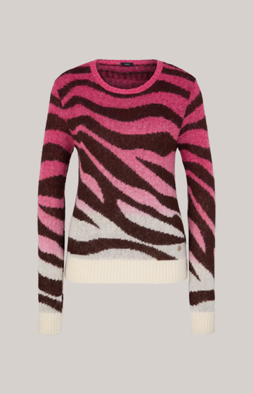 Pullover in Pink/Braun/Creme gemustert