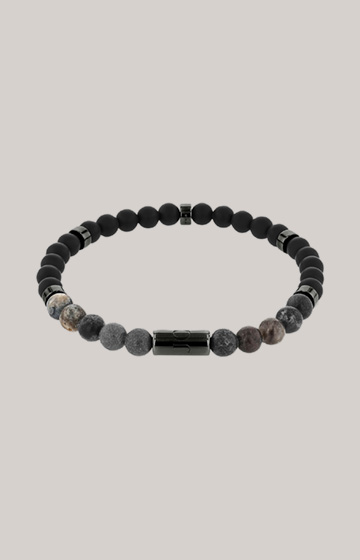 Beads Armband mit Achat-Steinen in Grau/Schwarz