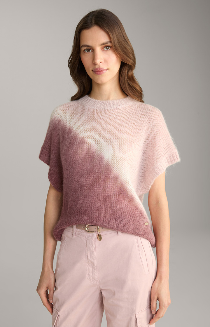 Sweter z mieszanki alpaki w kolorze różowo-ciemnoczerwonym