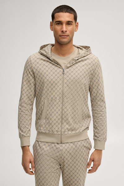 Cornflower Beige Hooded Sweatshirt Jacket