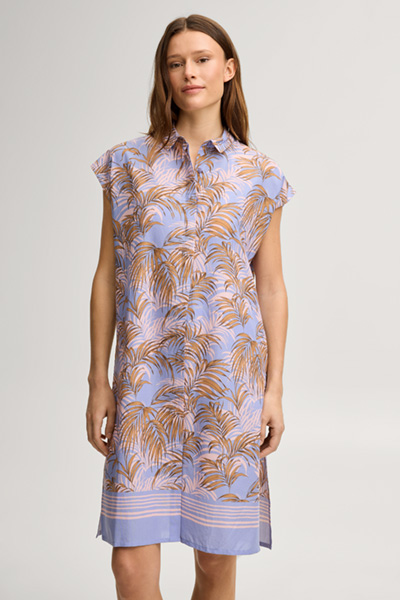 Leads to product detail page "Palmeras Beach tunic in lilac/brown patterned"