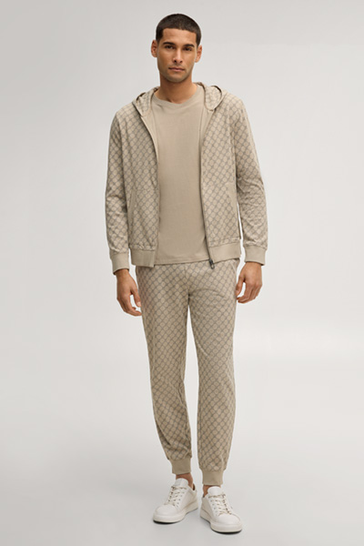 Cornflower Beige Hooded Sweatshirt Jacket