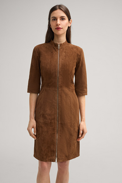 Leonie Leather Dress in Cognac