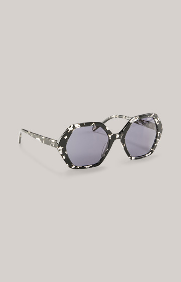 Sonnenbrille in Schwarz/Transparent/Grün