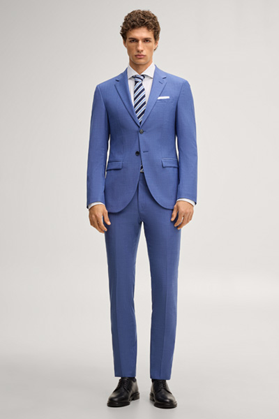 Leads to product detail page "Damon-Gun suit in mid-blue"