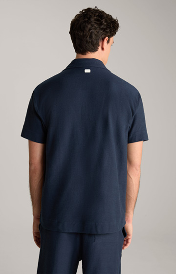Damian Cotton Shirt in Navy, textured
