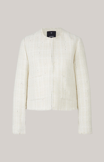 Tweed-Blazer in Offwhite/Gold