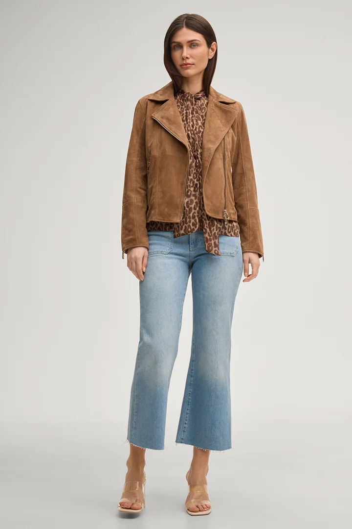 Bettina blouse in beige/brown leopard print