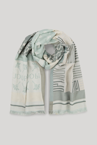 Tuch Ailis in Champagner/Hellblau gemustert