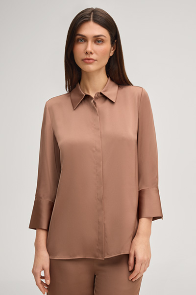 Bärbel satin shirt blouse in light brown