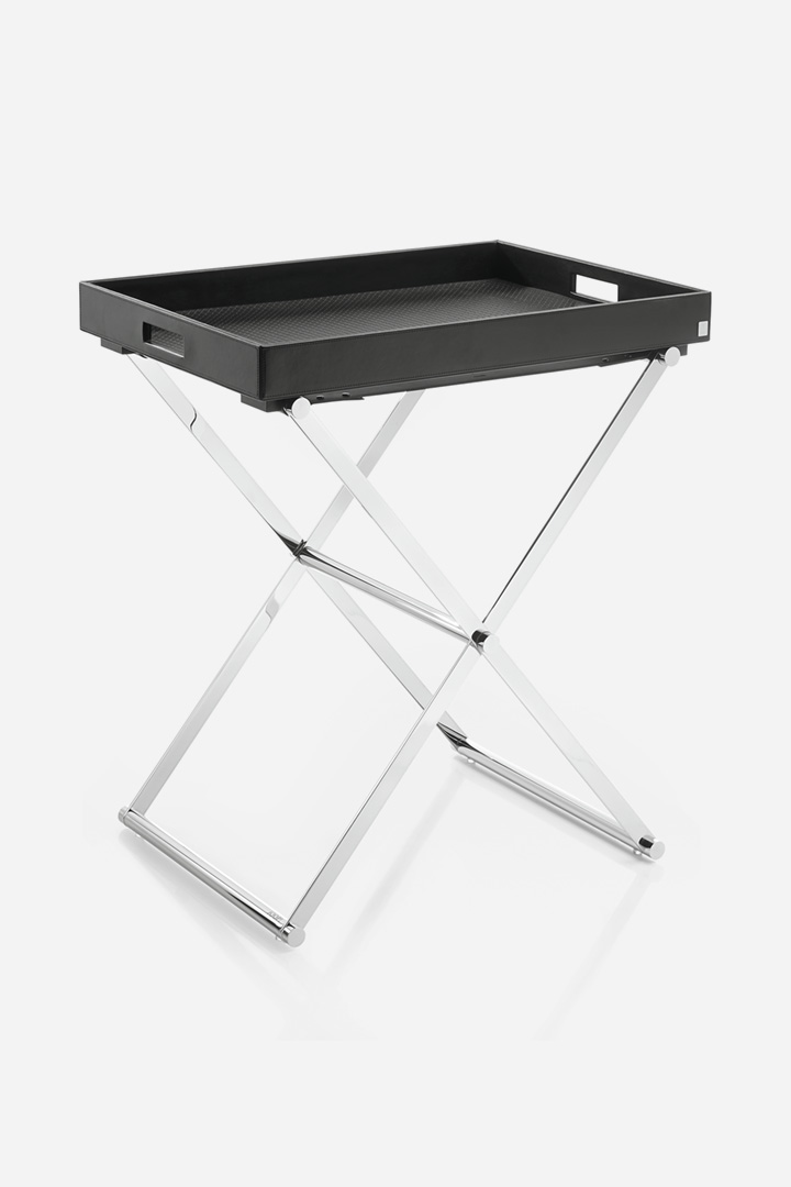 Führt zu Produktdetailseite „Beistelltisch klappbar mit Tablett XL, JOOP! HOMELINE, Schwarz/Chrom"