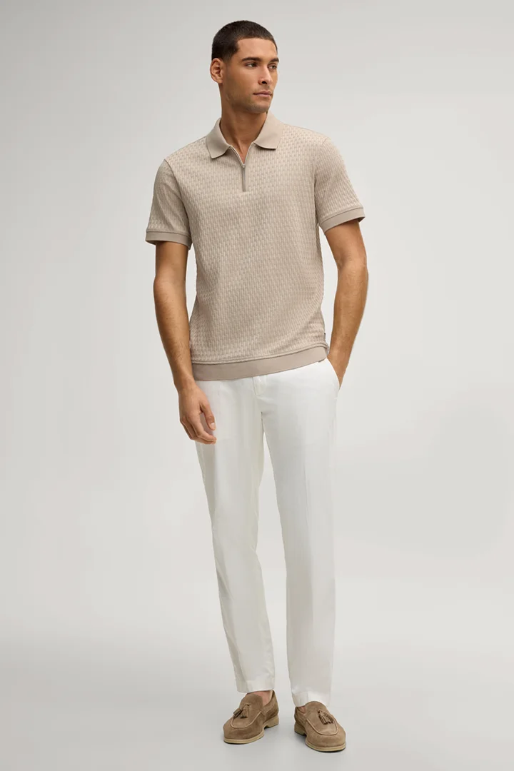 Leads to product detail page "Franciscojose zip polo shirt in structured beige"