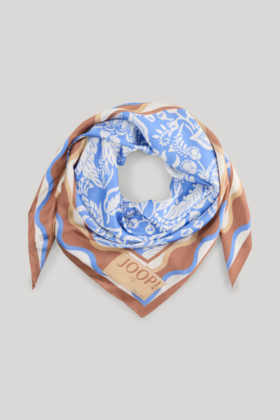 Tuch Augusta in Hellblau/Braun gemustert