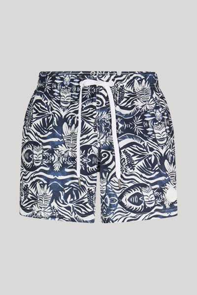 Führt zu Produktdetailseite „Badeshorts in Dunkelblau/Offwhite"