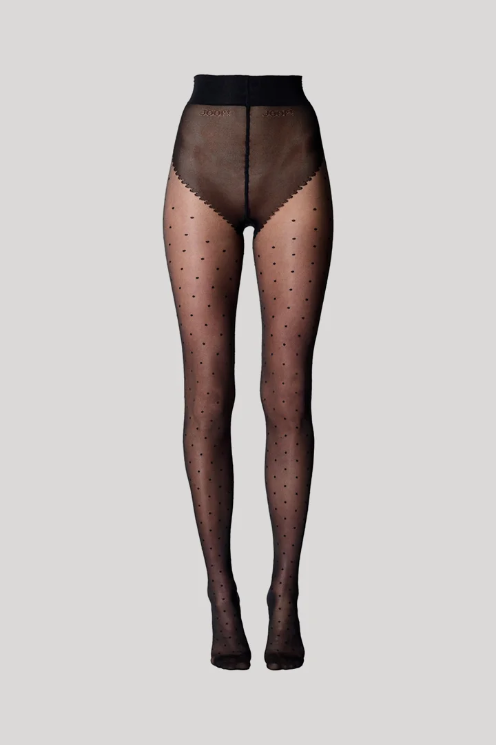 Leads to product detail page "Black polka dot tights"