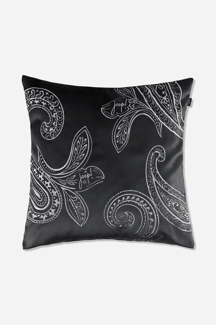 Leads to product detail page "JOOP! PAISLEY decorative cushion cover in black, 50 x 50 cm"