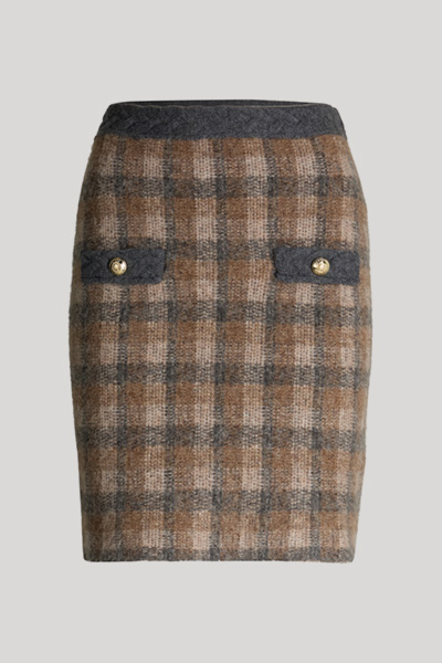 Kanda Knitted Skirt in Brown/Grey Check