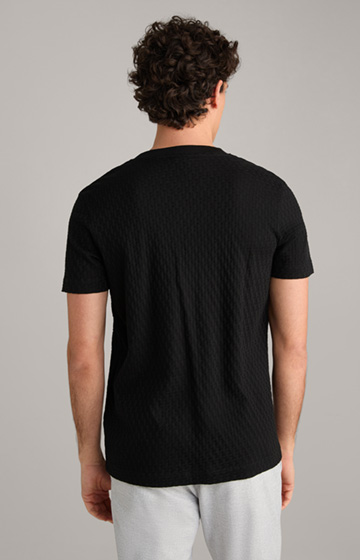 T-shirt bawełniany w kolorze czarnym o wyraźnej strukturze