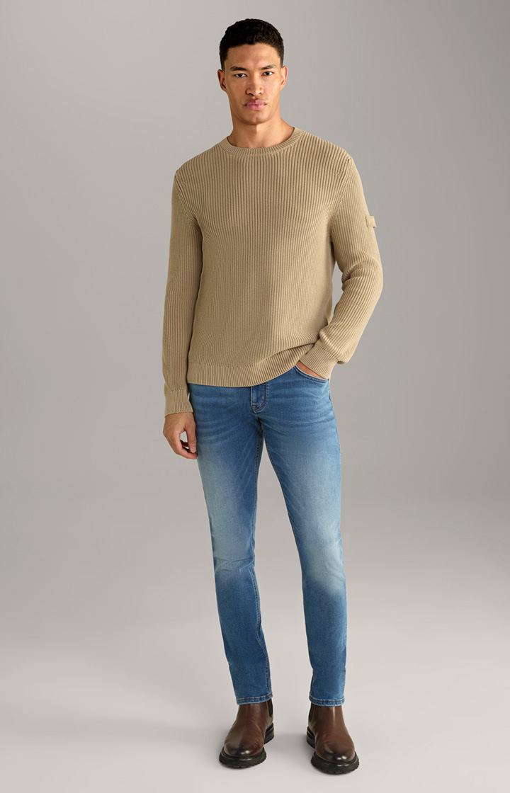 Haro Ribbed Knit Pullover in Light Brown