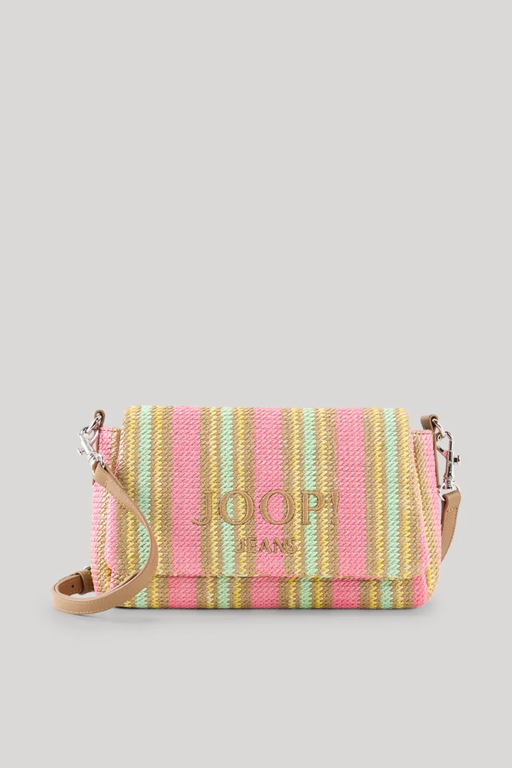Leads to product detail page "Istria gal shoulder bag in rose and mint stripes"