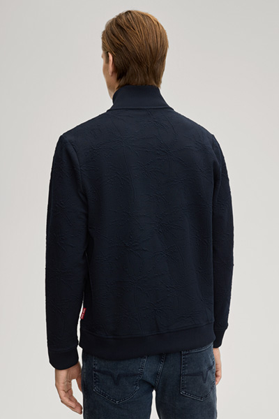 Sweatjacke Akoni in Dunkelblau gemustert