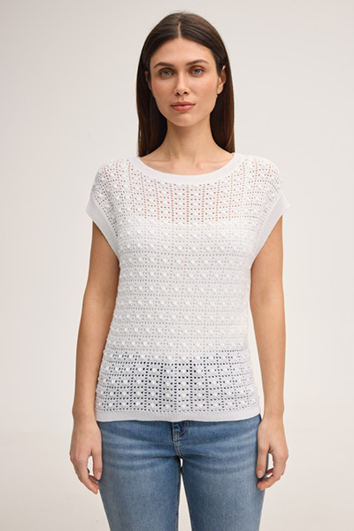 Strickshirt Kop in Weiß strukturiert