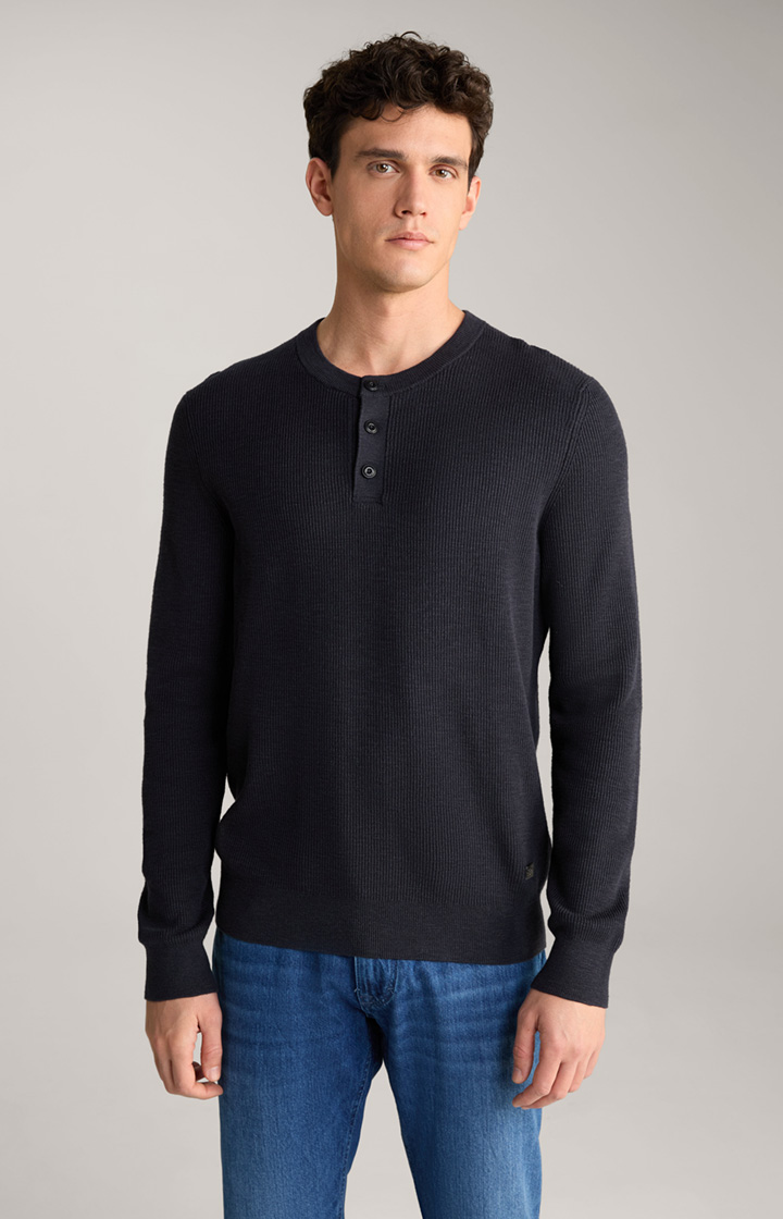 Henley Knitted Sweater in Navy