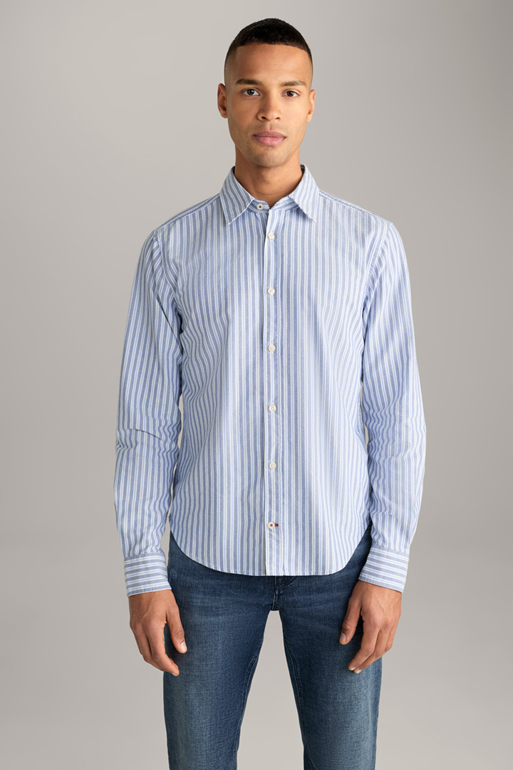 Hawo Cotton Shirt in Light Blue Stripes