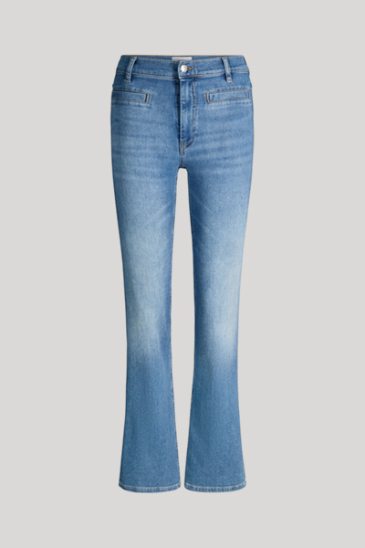 Boocut jeans Elfi in mid blue denim, high waist