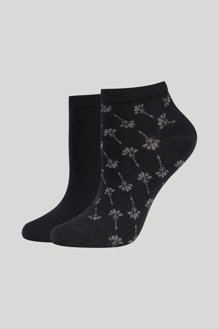 Leads to product detail page "2-pack of for your daily glam sneaker socks in black/black patterned"