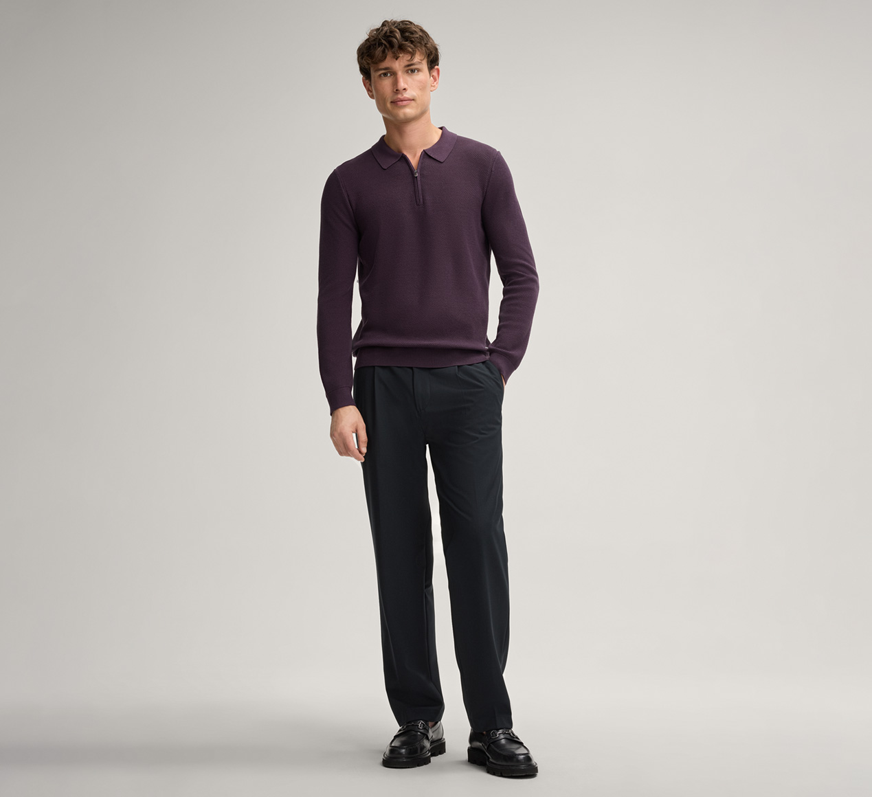 JOOP! presents the product Nadimo Knitted Polo Shirt in Purple from the category Knitwear