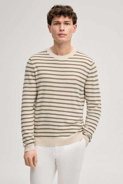 Pullover Malior in Beige/Offwhite gestreift
