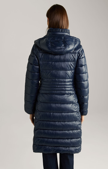 Padded Quilted Coat in Navy