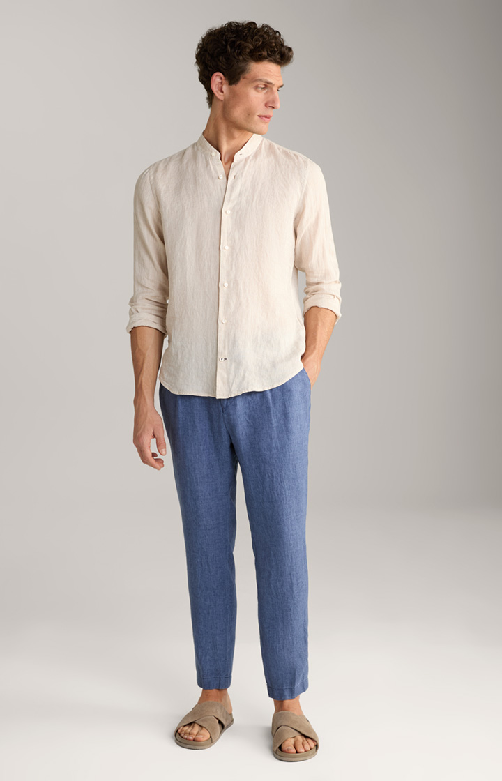 Lester Linen Trousers in Blue