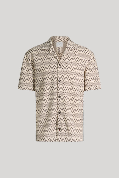 Hanau short-sleeved shirt in beige and brown with a pattern