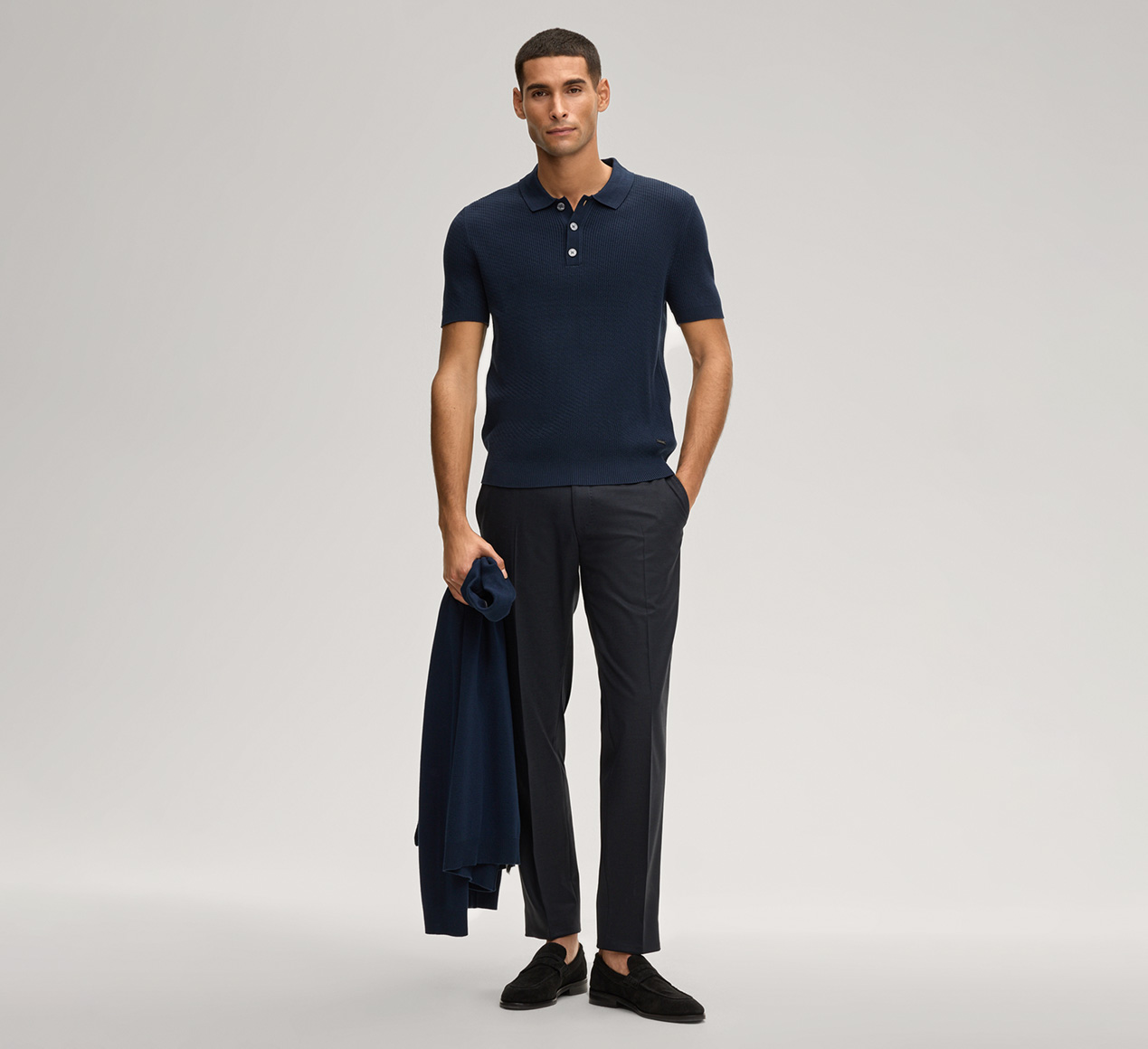 JOOP! präsentiert das Produkt Poloshirt Willo in Navy gerippt aus der Kategorie T-Shirts & Sweats
