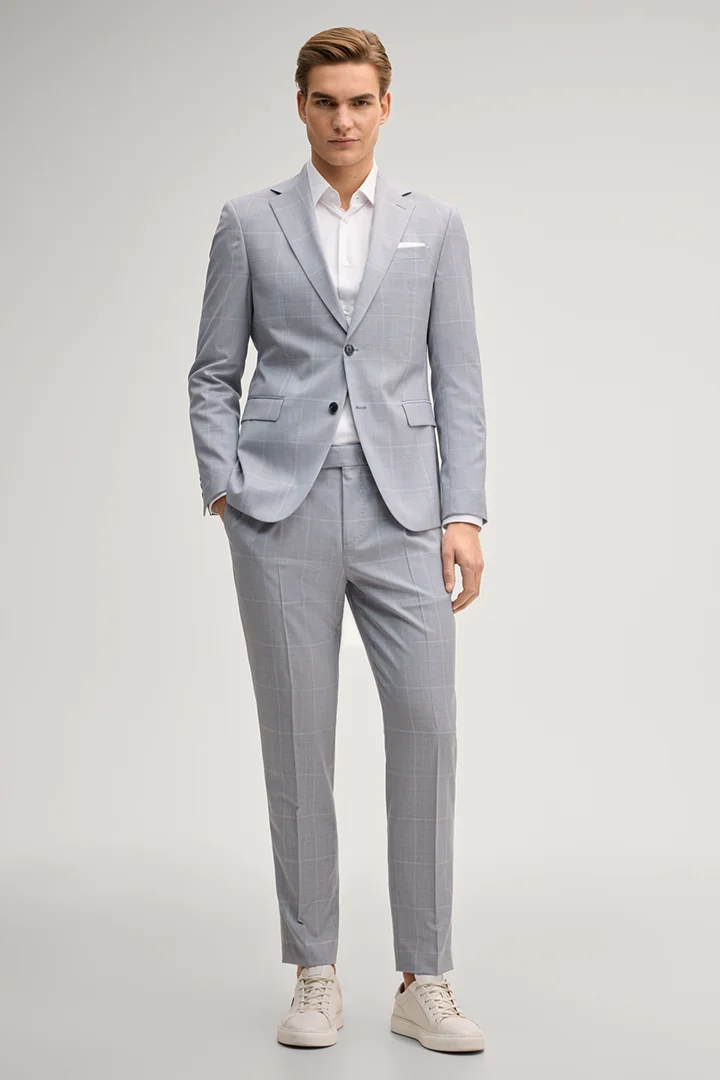 Leads to product detail page "Hodge modular jacket in light blue check"