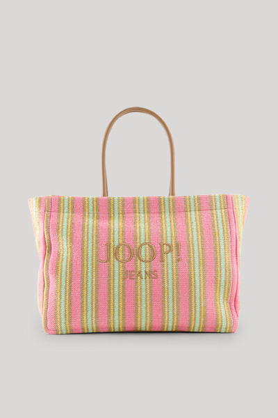 Leads to product detail page "Istria yvette shopper bag in rose and mint stripes"