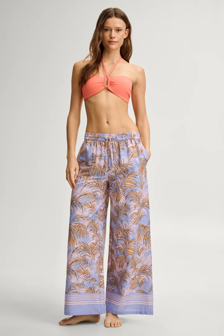 Leads to product detail page "Beachwear fabric trousers Palmeras Beach in lilac/brown"