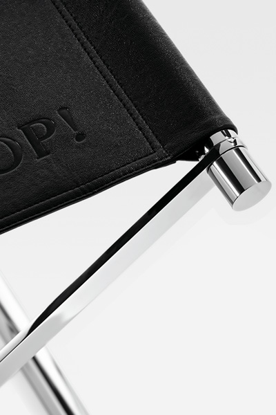 JOOP! BATHLINE Leather-look Bath Stool in Chrome/Black