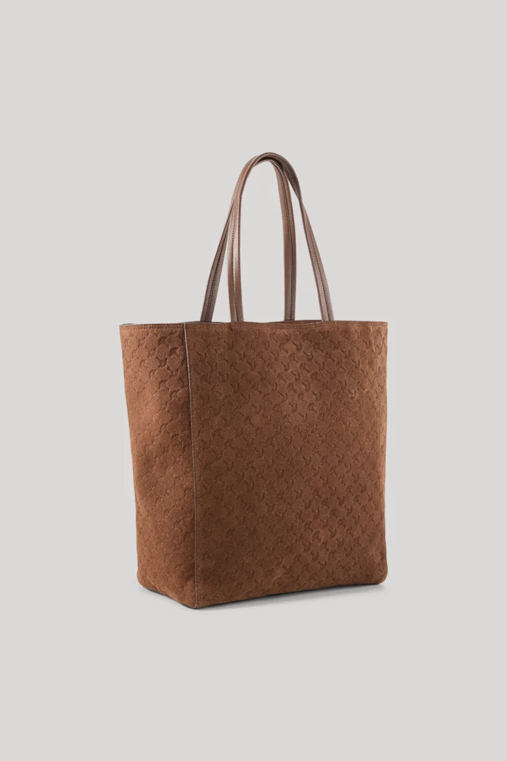 Leads to product detail page "Cornflower-Shopper Velluto Stampa Elea in brown"