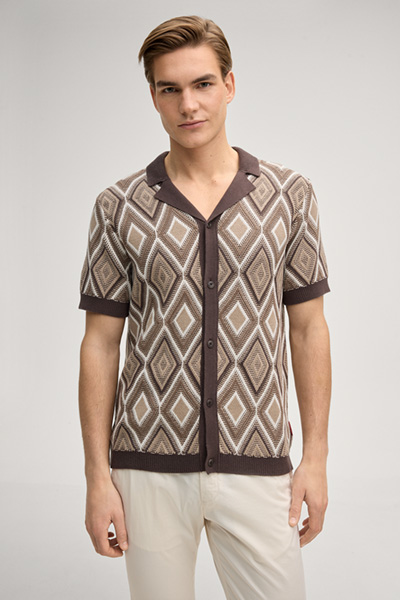 Strickshirt Diamor in Braun/Beige gemustert