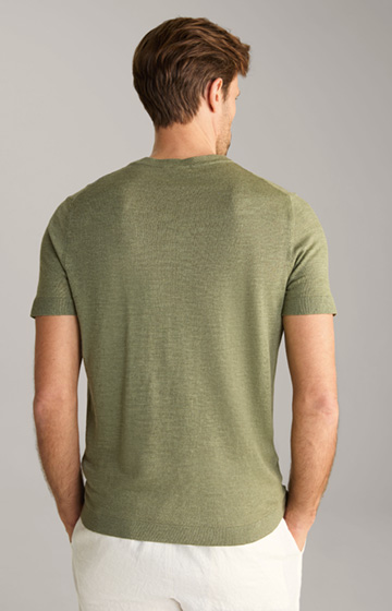Maroso Linen Blend T-Shirt in Olive