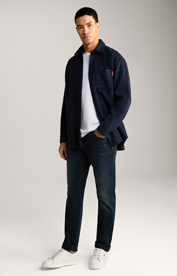 Fleece-Hemdjacke Hako in Navy meliert