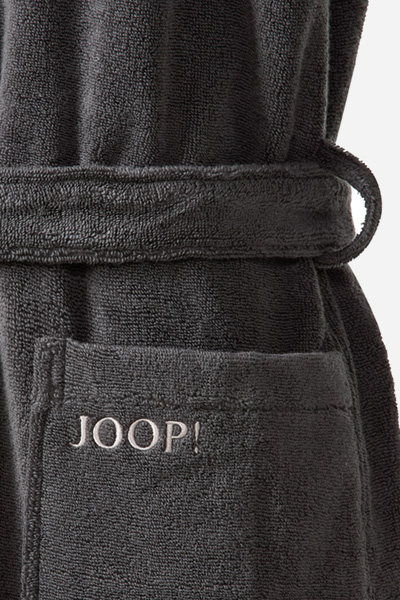 Leads to product detail page "Men's JOOP! SAUNA hooded bathrobe in dark grey"