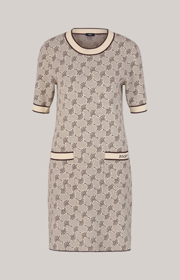 Strickkleid in Beige/Braun gemustert