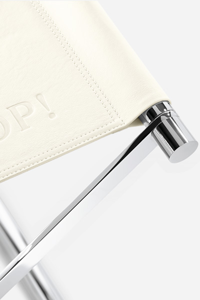 JOOP! BATHLINE Leather-look Bath Stool in Chrome/White