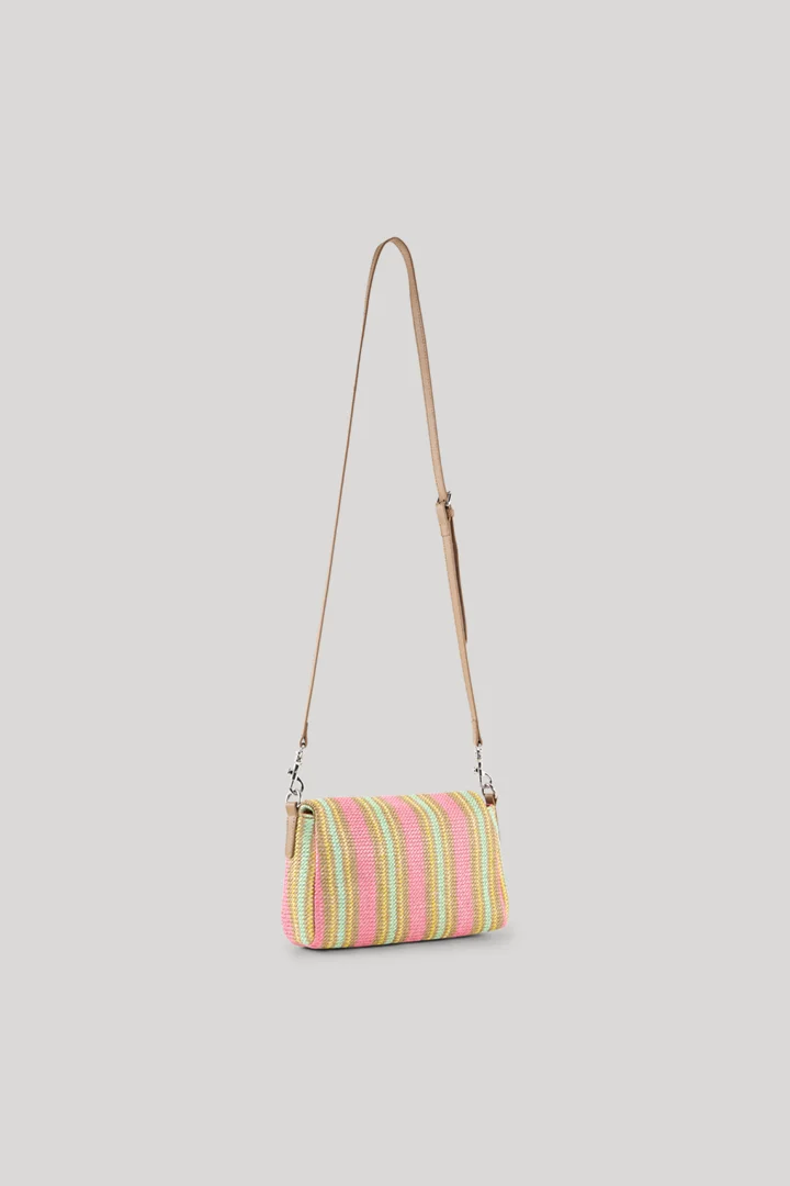 Leads to product detail page "Istria gal shoulder bag in rose and mint stripes"