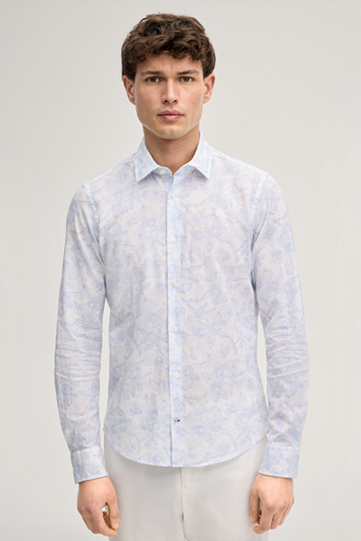 Hemd Pit in Weiß/Hellblau gemustert